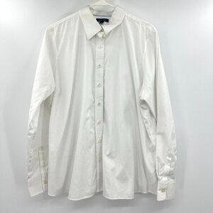 Lands' End White Cotton Blend Button Down Shirt Women's 20W
